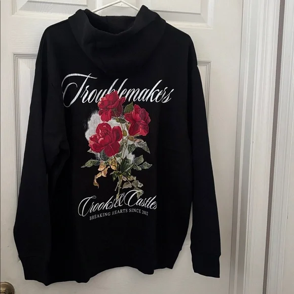 Crooks & Castles Black Hoodie with Red Floral Accent - Picture 3 of 7